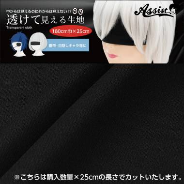 透けて見える生地　ブラック　180cm巾×25cm
