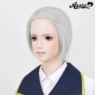 【在庫限り】オールバックウィッグ　ホワイトシルバー　60