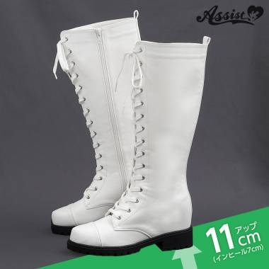 シークレットレースアップロングブーツ　タンク底ver.　ホワイト